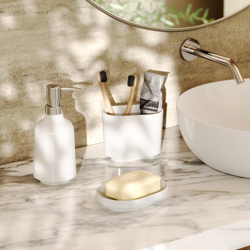 Umbra Step 13 oz (384 ml) Liquid Soap Pump Dispenser, Also Works with Hand Sanitizer, Easy to Refill, White - Image 4